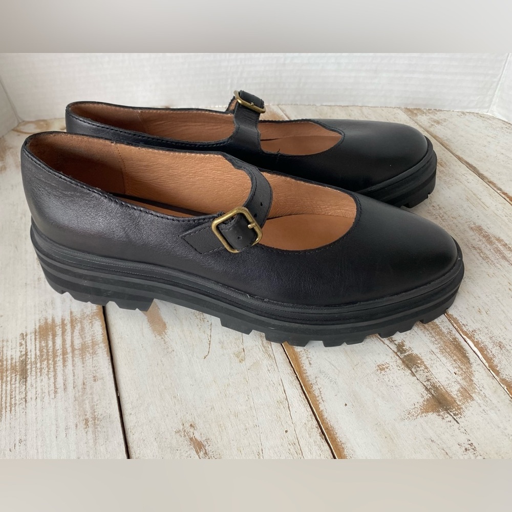 Madewell Black Leather Mary Jane Loafers with Buckle - Picture 10 of 14